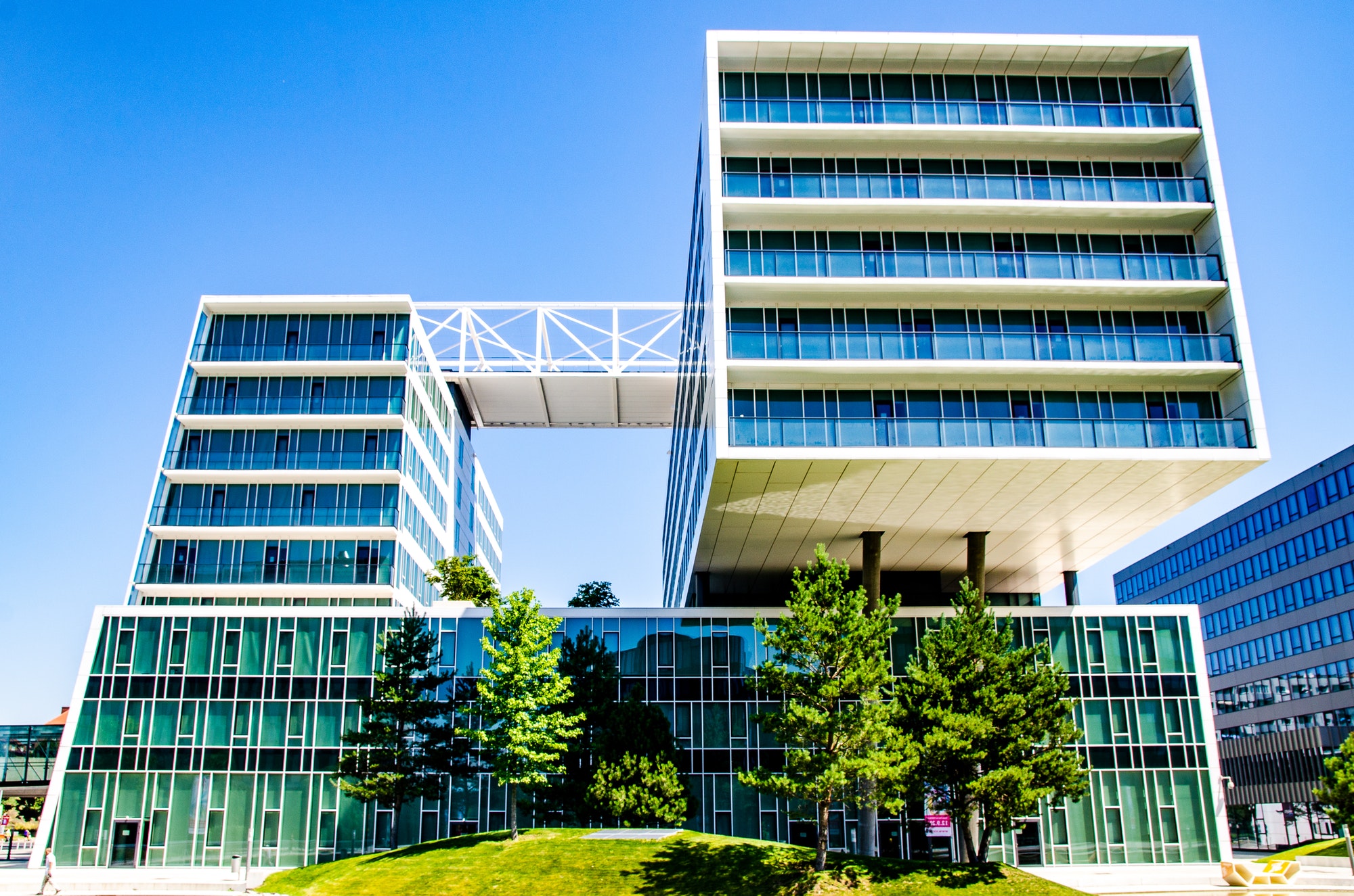 Modern architecture buildings in Vienna Austria Europe metal glass and concrete