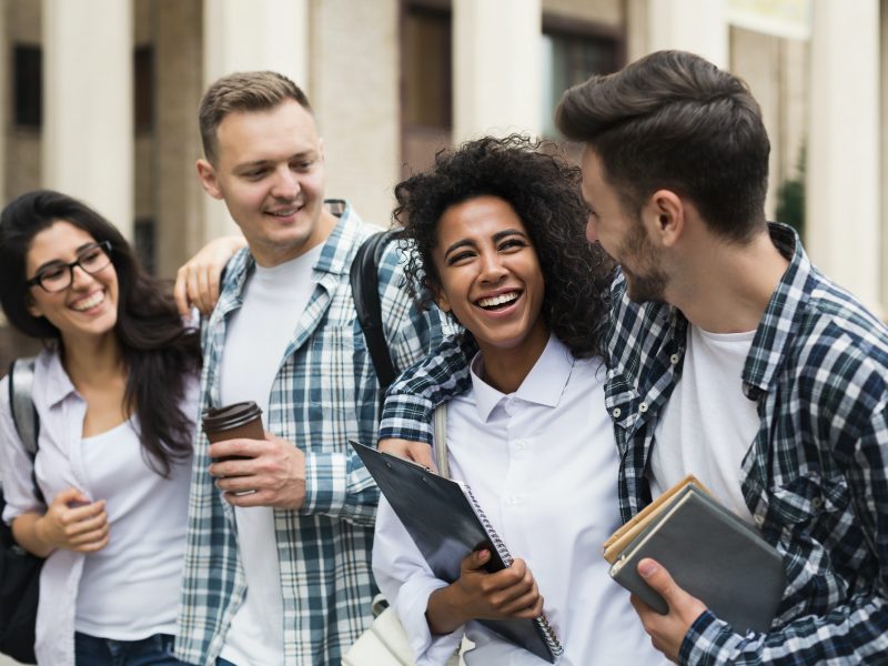 Modern business school's students concept