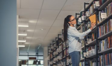 Student in a library