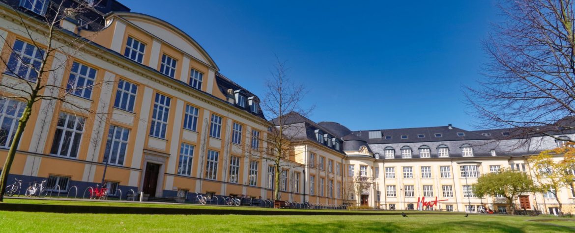 View on the Campus of Bucerius Law School, Germany's leading private Law School, towards the main building which is the former botanical institute of Hamburg University.